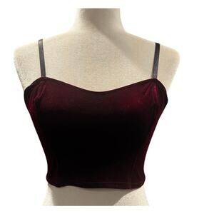 AMERICAN APPAREL Red/Burgundy Velvet Bralette in Size Small